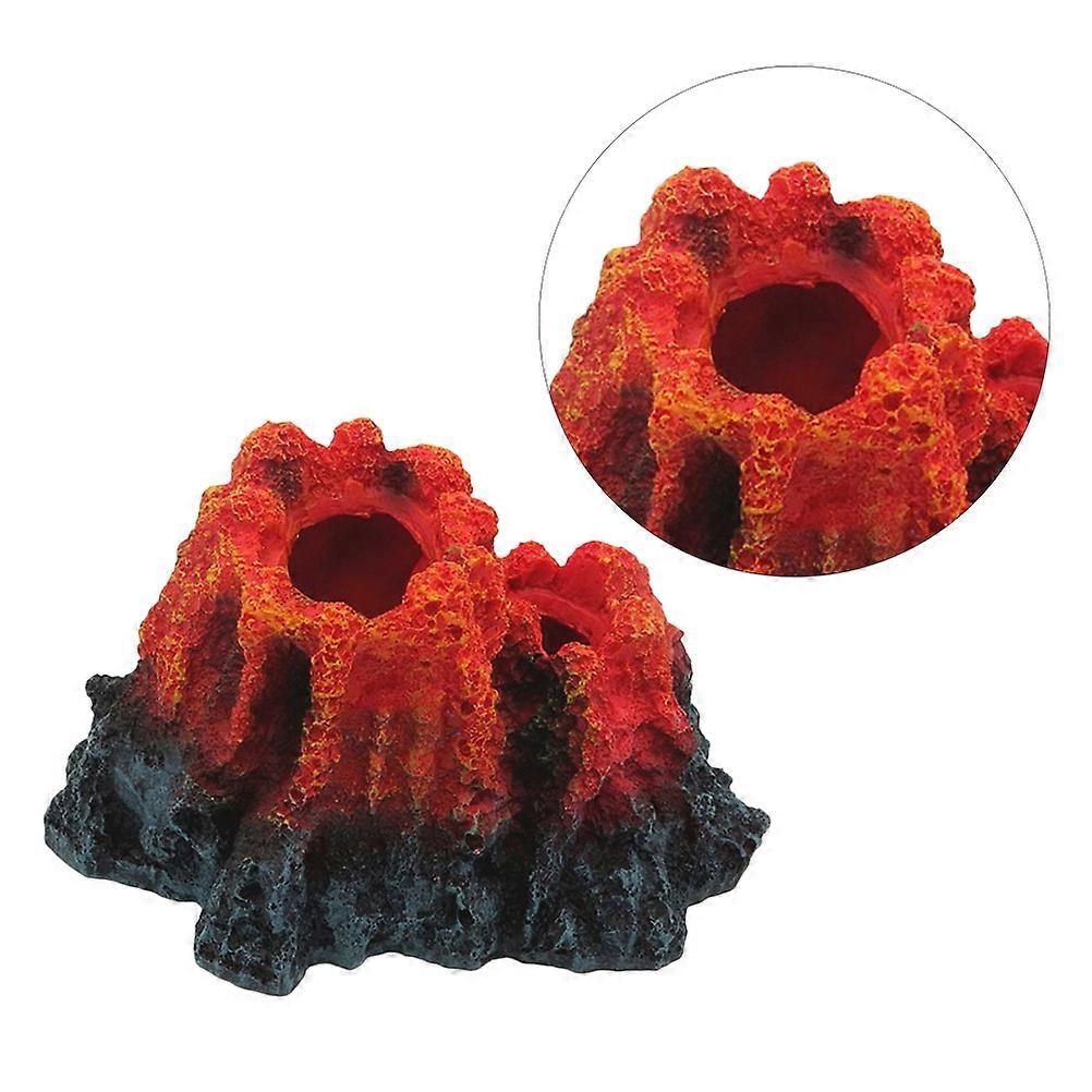 Fish Tank Decoration Volcanic Oxygen Pump Ornament Twin Volcano Multi 14*10*9.5cm Underwater Scene Enhancement 1Set