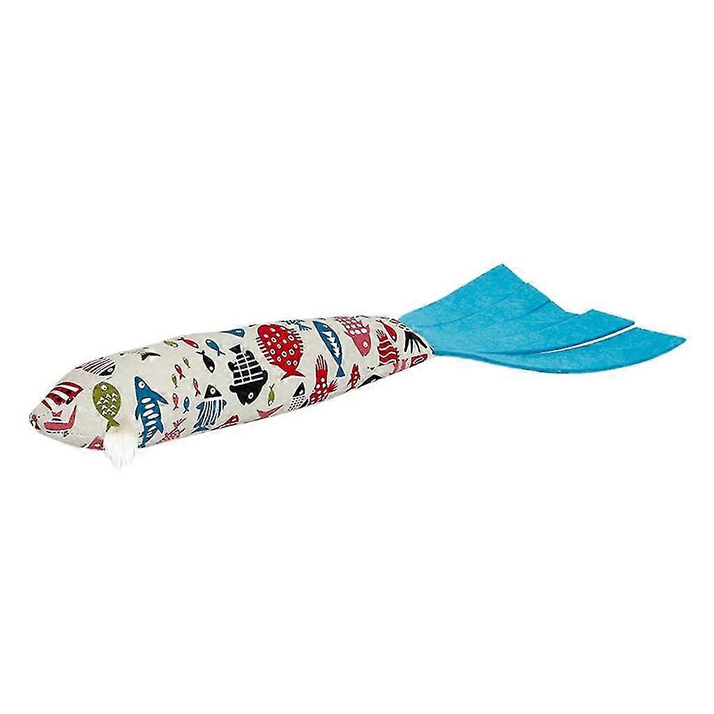 Cute Fish Shape Cat Toy with Catnip Cat Bite Chew Play Toy for Pet Cat Beige