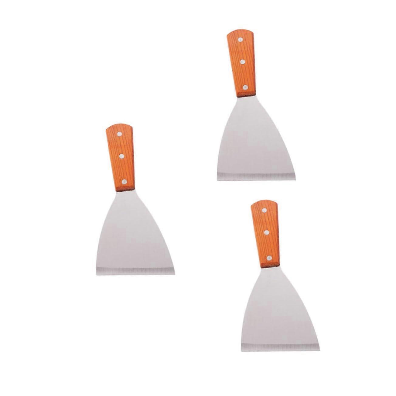 Stainless Steel Spatula Set of 3 with Wooden Handle for Cooking, Baking, Grilling, and Teppanyaki Use