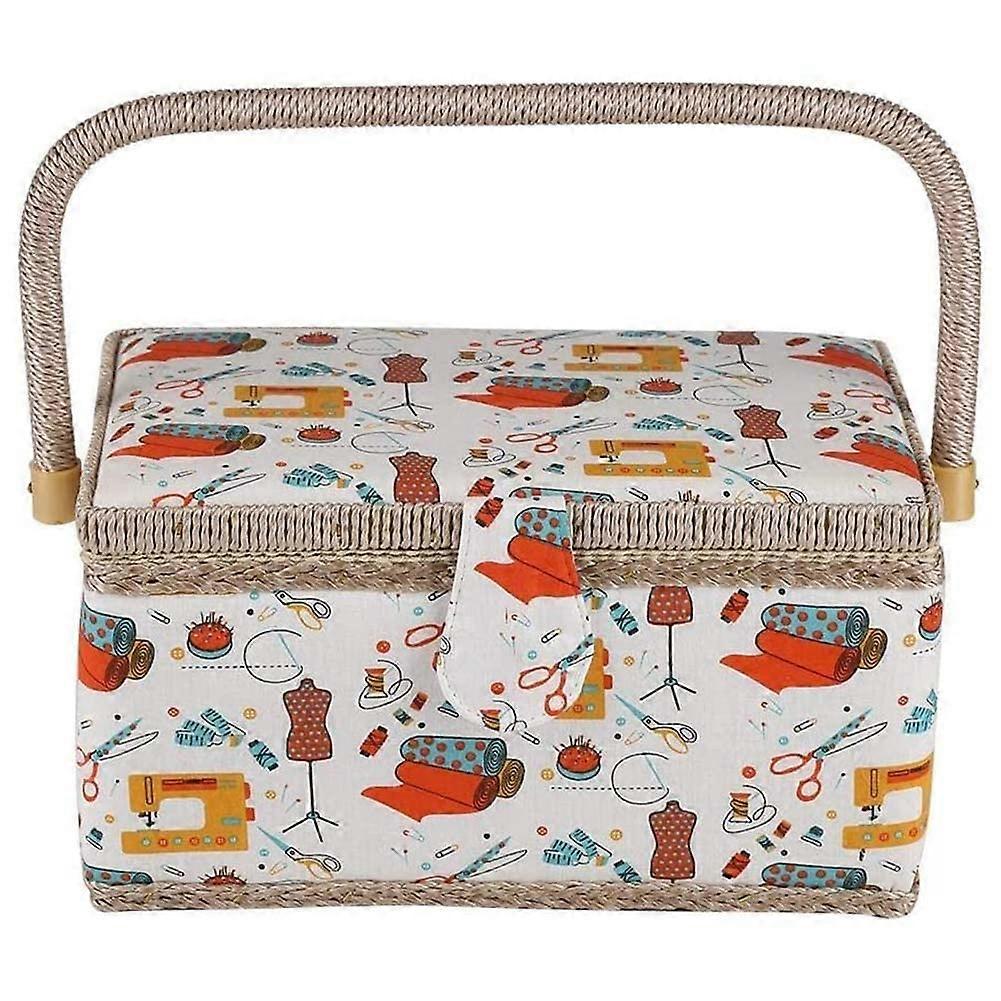 Rustic fabric sewing basket, storage organizer with handle, organize and decorate your home