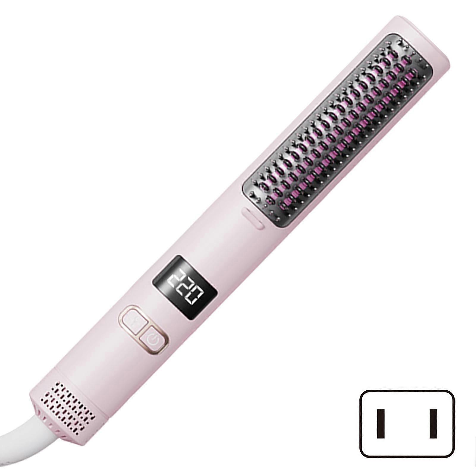 Ionic Hair Straightener Brush with Hot Cool Air, 2-in-1 Design, Adjustable Temp, Fast Heating for Long/Short Hair, Travel-Friendly