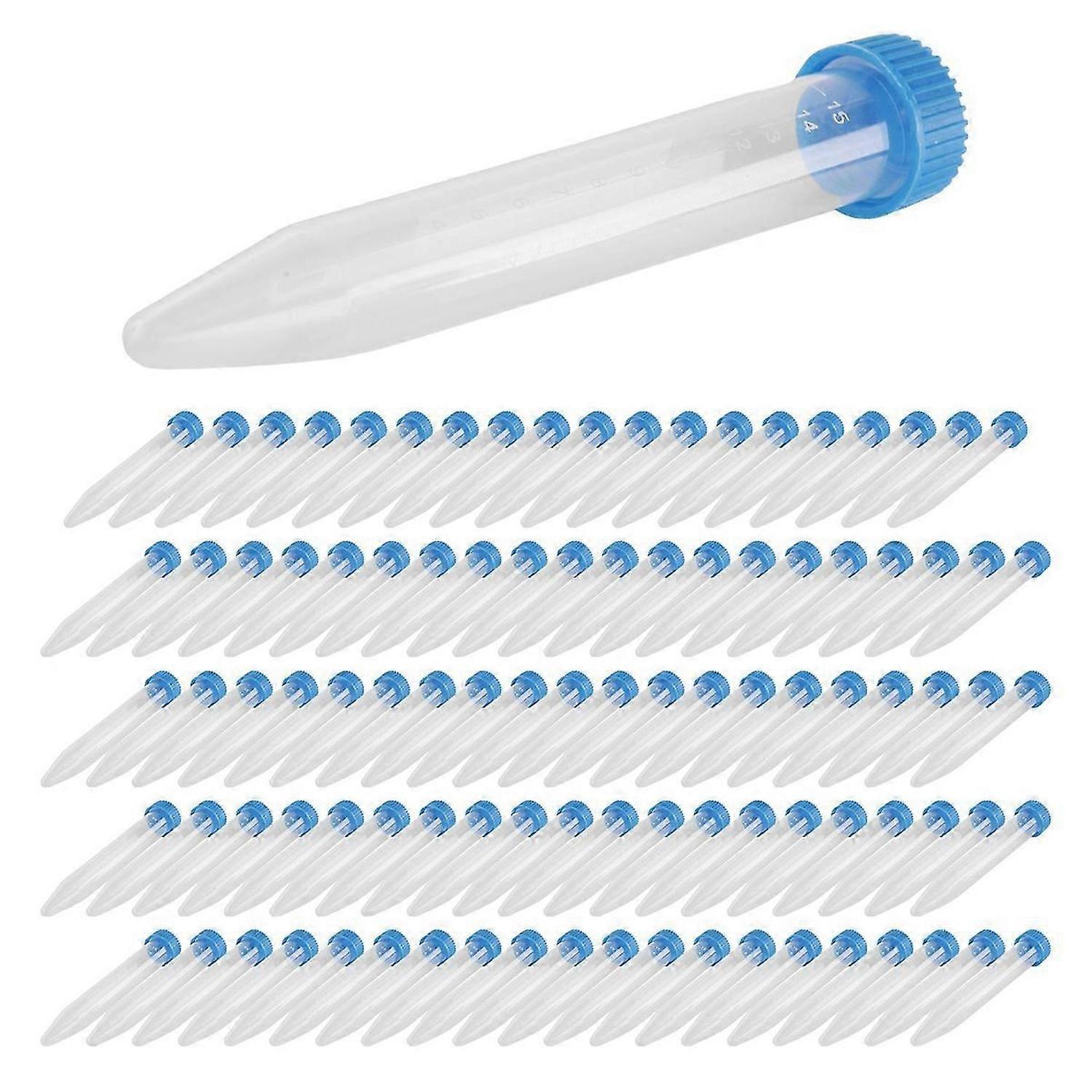 100Pcs Conical Centrifuge Tubes 15mL with Screw Caps, Graduated and Write Marks Lab Test Container