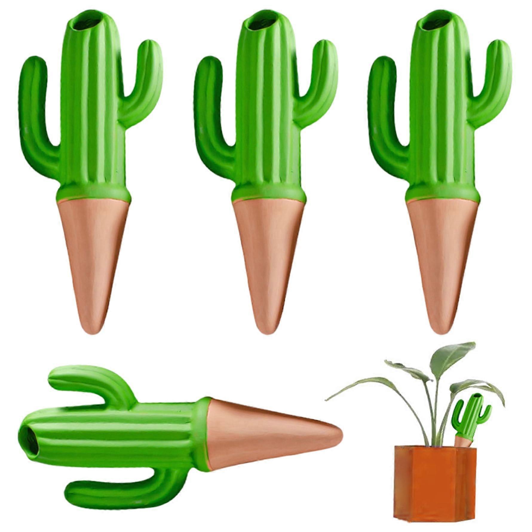 Terracotta Watering Spikes - 4-Pack, 60 Ml Capacity, Reusable Self-Watering Spikes For Cactus, Cute Cactus Design