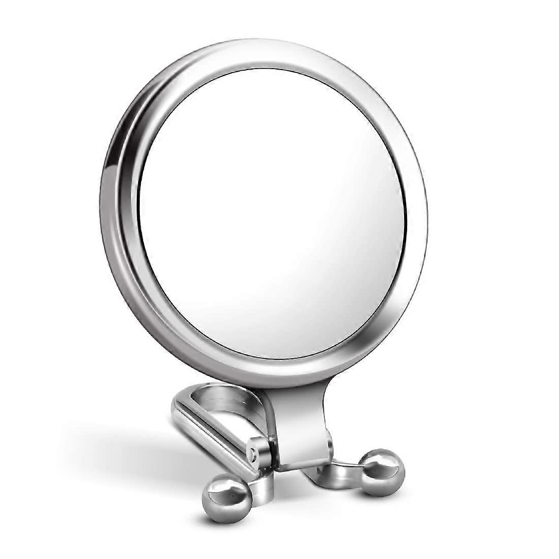 1 x hand mirror, doublesided makeup mirror with 1 x 10x magnification, with adjustable folding handle, easy access laces for on the go, silver