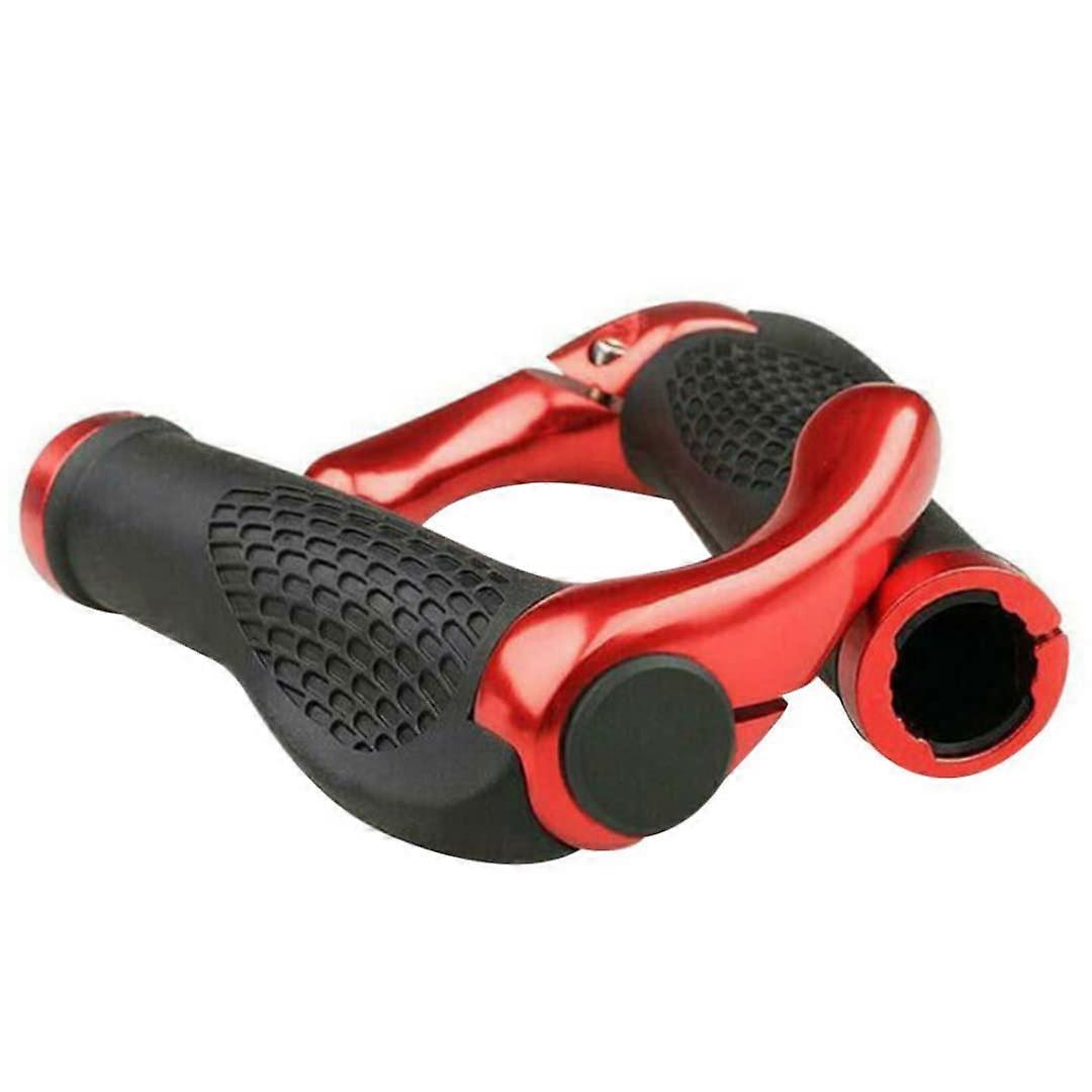 Bicycle grips, handlebar grips with horns, nonslip rubber grips, black, red
