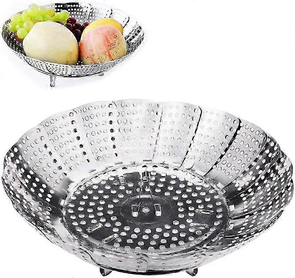 Foldable and Adjustable Steamer Basket for Instant Pot Pressure Cooker Accessories, Vegetable Steaming Insert with Handle for Healthy Cooking