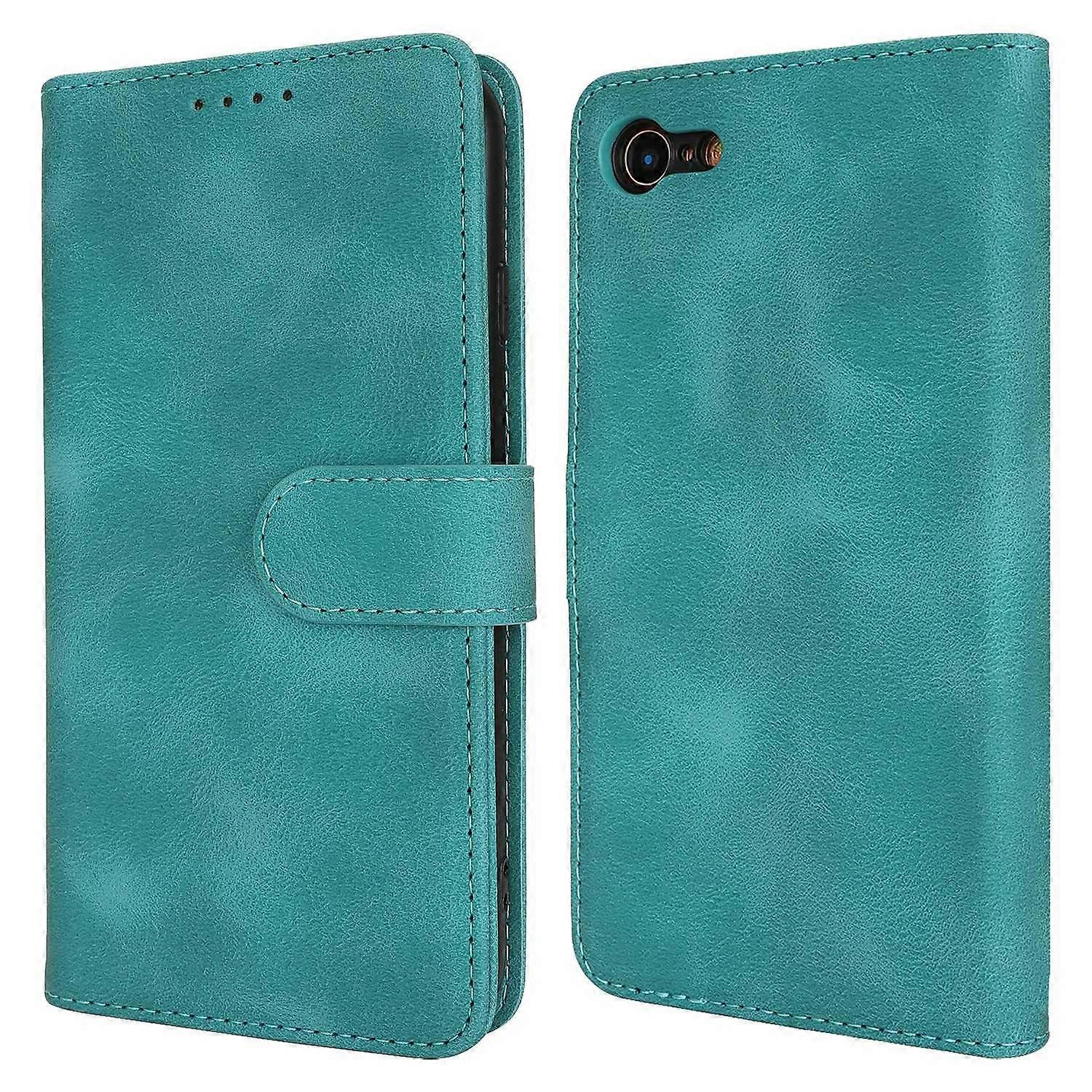 Wallet Case for iPhone SE (2022) (2020) 8 7 Double Folded Edge Skin Touch PU Leather Flip Phone Cove