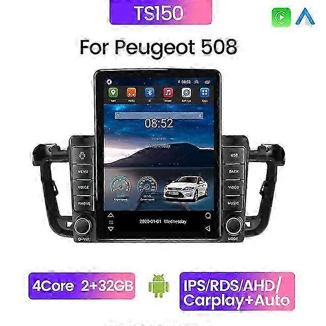 8+128G Android 11 4G LTE Car Multimedia Player Suitable for Peugeot 508 Models from 2011 to 2018 with Radio Navigation Stereo without 2 Din