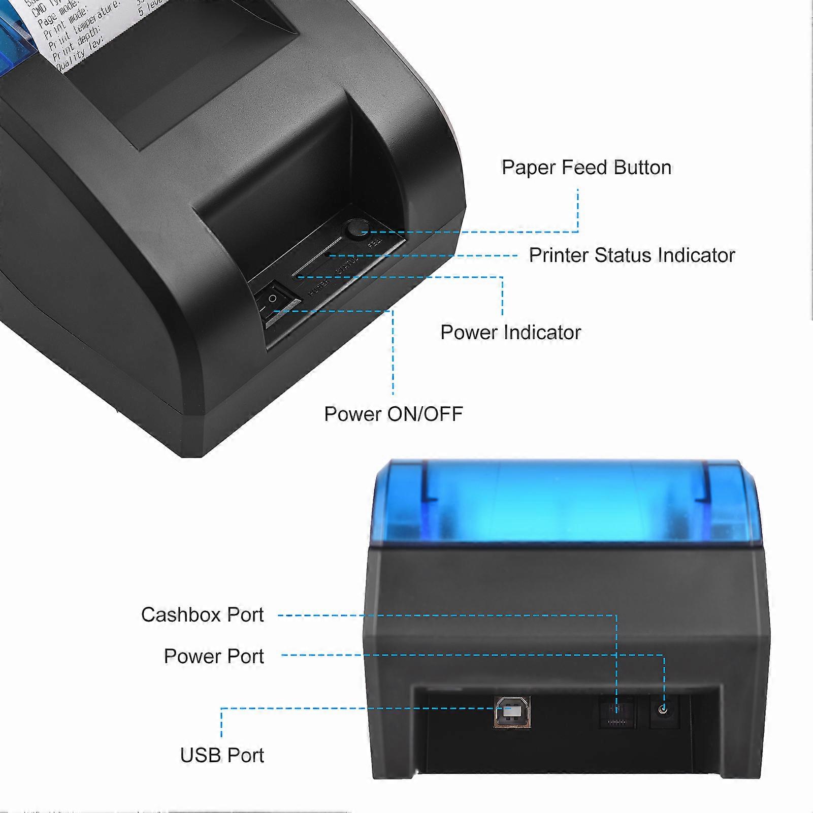 BISOFICE 58mm Thermal Receipt Printer Desktop USB&BT Wireless Connection Printer Barcode Logo Printing with 1 Roll Paper Inside Compatible with iOS A