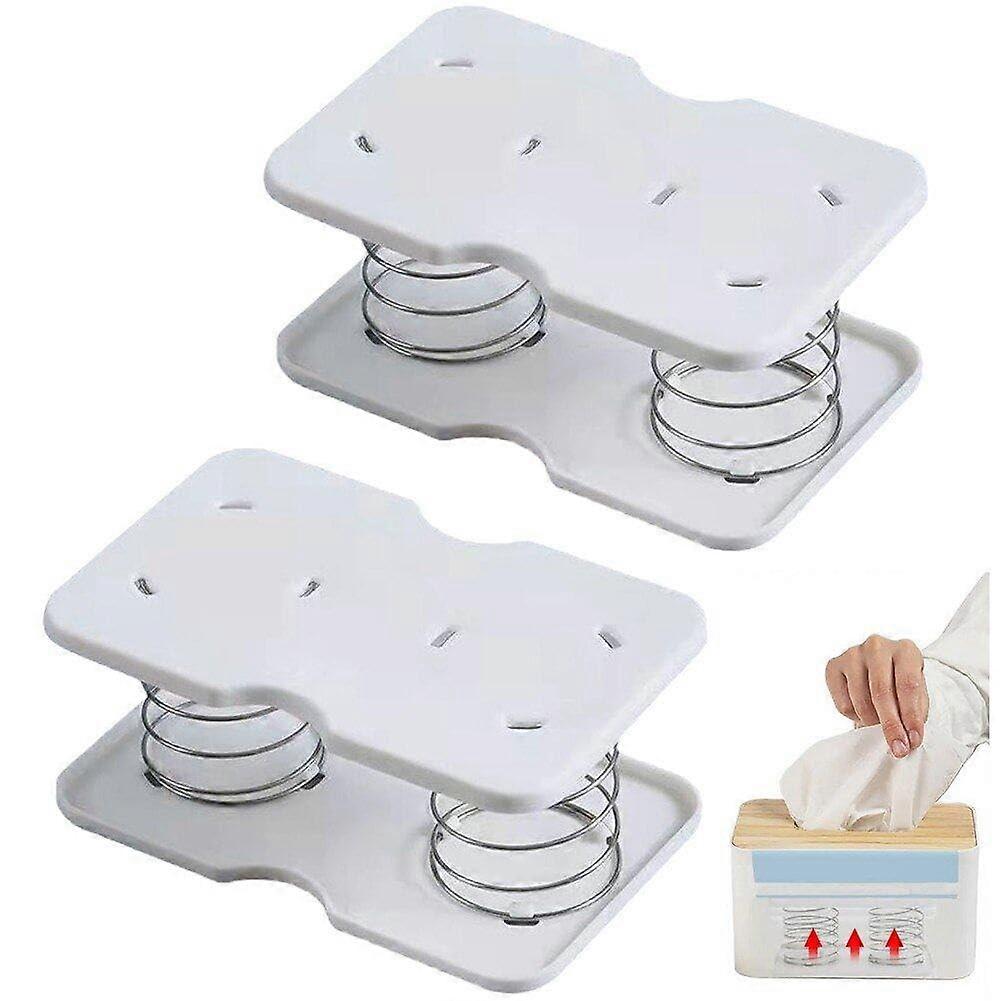 Pencil Holder for Tissue Box, 2-Pack Automatic Lift, Spring Loaded Design, Car Tissue Box with Pen Holder Feature