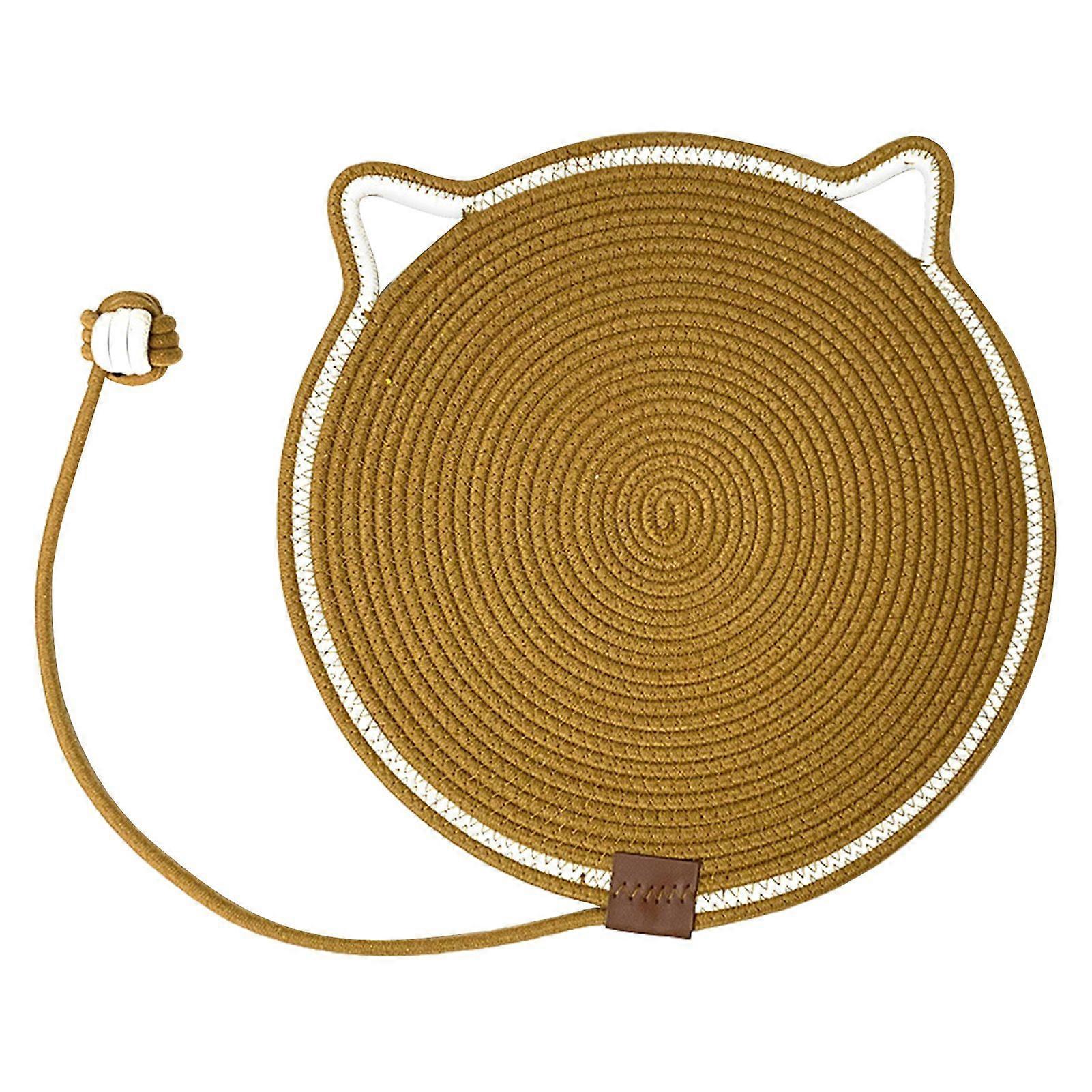 Cat Scratching Mat With Ball Self-Play Ball Integrated Woven Cotton Cord Scratcher Interactive Play Pet Bed Toy