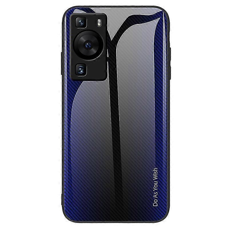 Carbon Fiber Texture Case Compatible with Certain Brand Anti-Scratch Soft TPU + Tempered Glass Cover