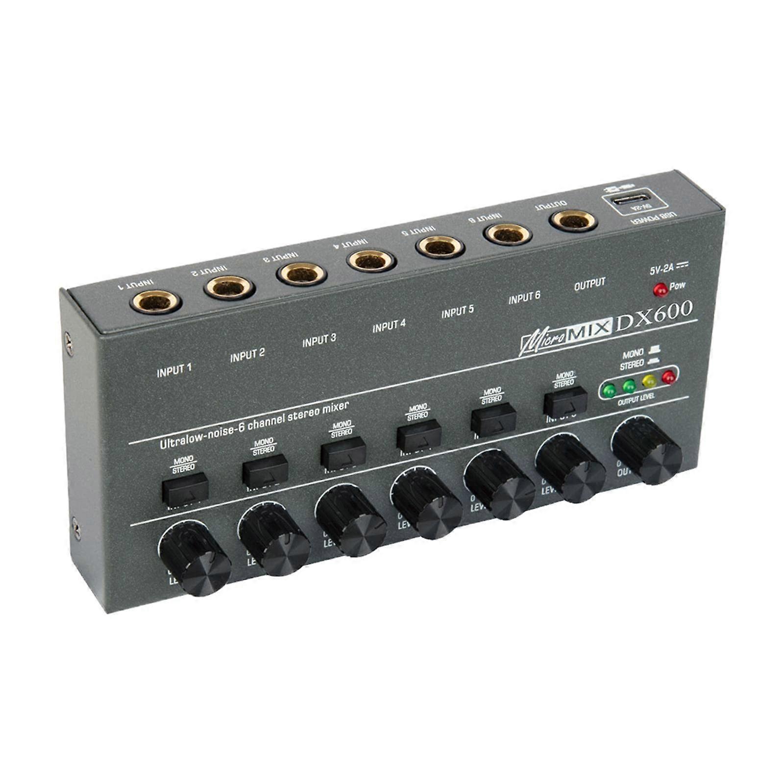6Channel Audio Mixer, Professional and BeginnerFriendly 6 Input Sound Mixer, 6 Stereo Line Mixer for Small Clubs and Bars