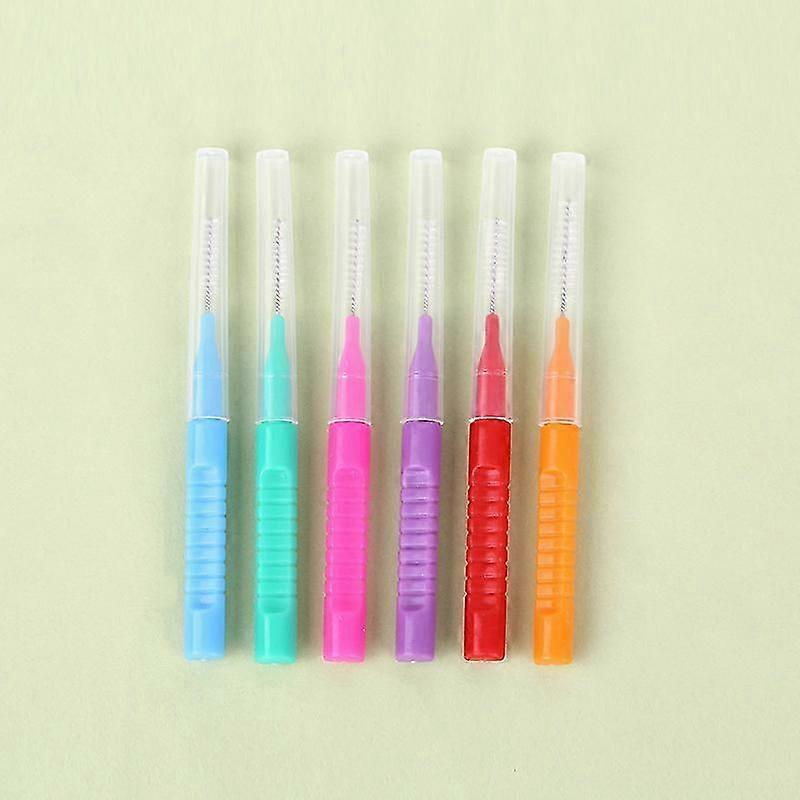 Dental Tooth Flossing Head Brush and Cleaners with Storage Box in Red, Blue, Green, Orange