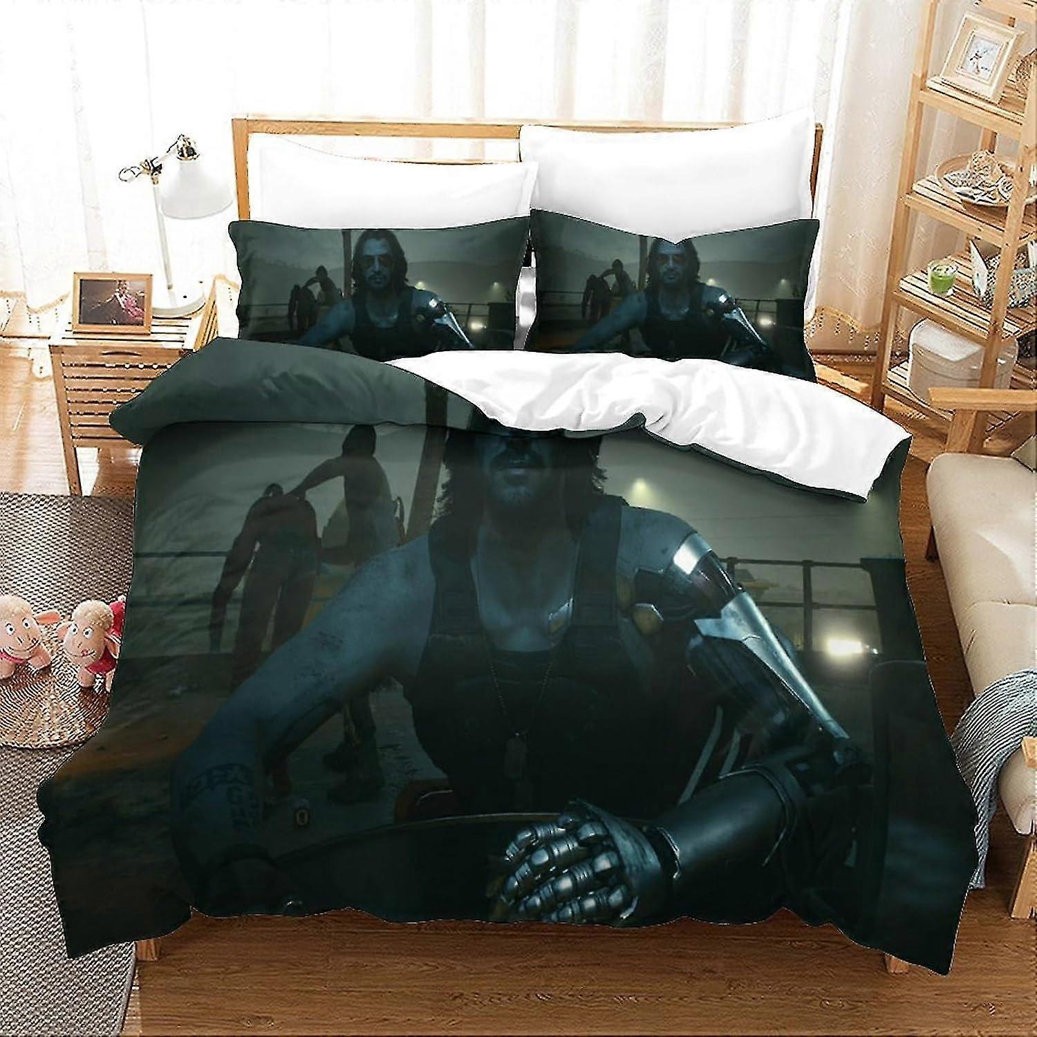 Soft 3-Piece Bedding Duvet Cover Set with 3D Sci-Fi Design, Suitable for Cyberpunk 2077
