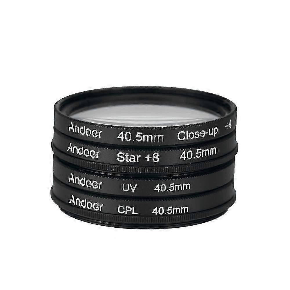 Andoer 40.5mm UV+CPL+Close-Up+4 +Star 8-Point Filter Circular Filter Kit Circular Polarizer Filter Macro Close-Up Star 8-Point Filter with Bag for Nik