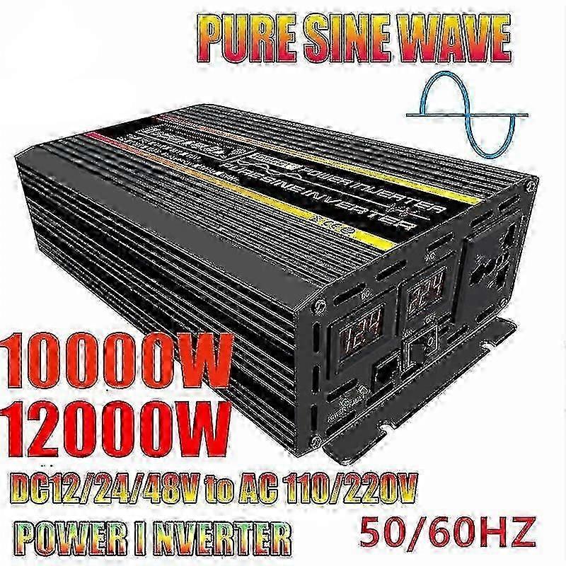8000W/10000W Pure Sine Wave Power Inverter Voltage Transformer Intelligent Digital Display Car Home Outdoor DC12V 24V 48V 60V -220V Converter Yalo