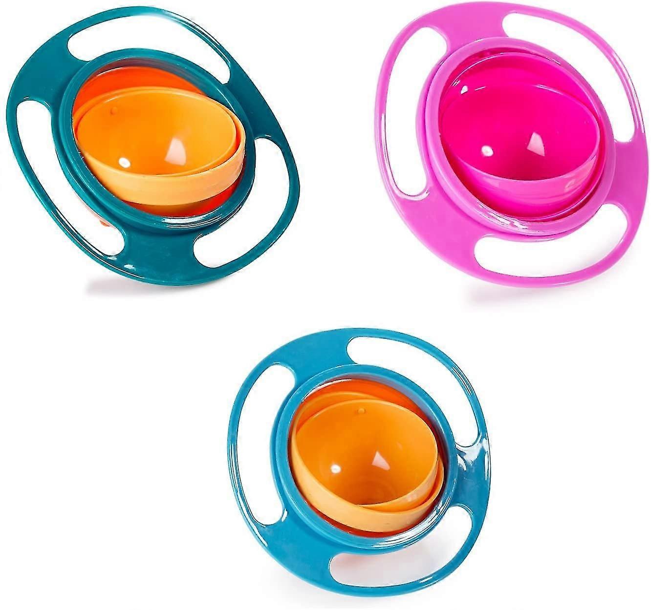 Magic Gyro Bowl Set (3-Piece) - Leak-Proof & Rotating for Mess-Free Meals