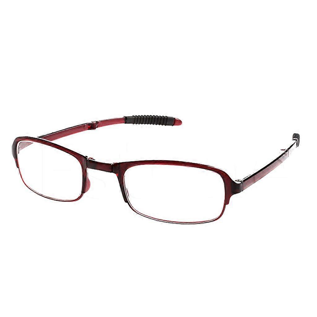 Foldable Unisex Reading Glasses with Storage Box, Red, Size: +3