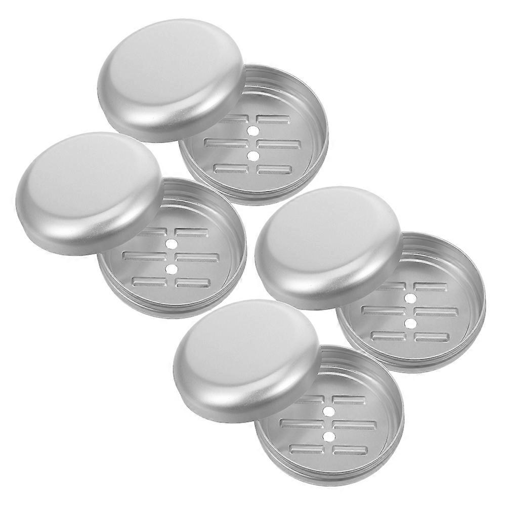 4pcs Round Aluminum Soap Box with Lid Portable Metal Container for Travel, Drainage Design, Easy to Clean, Multi Purpose Storage for Balm, Candies,