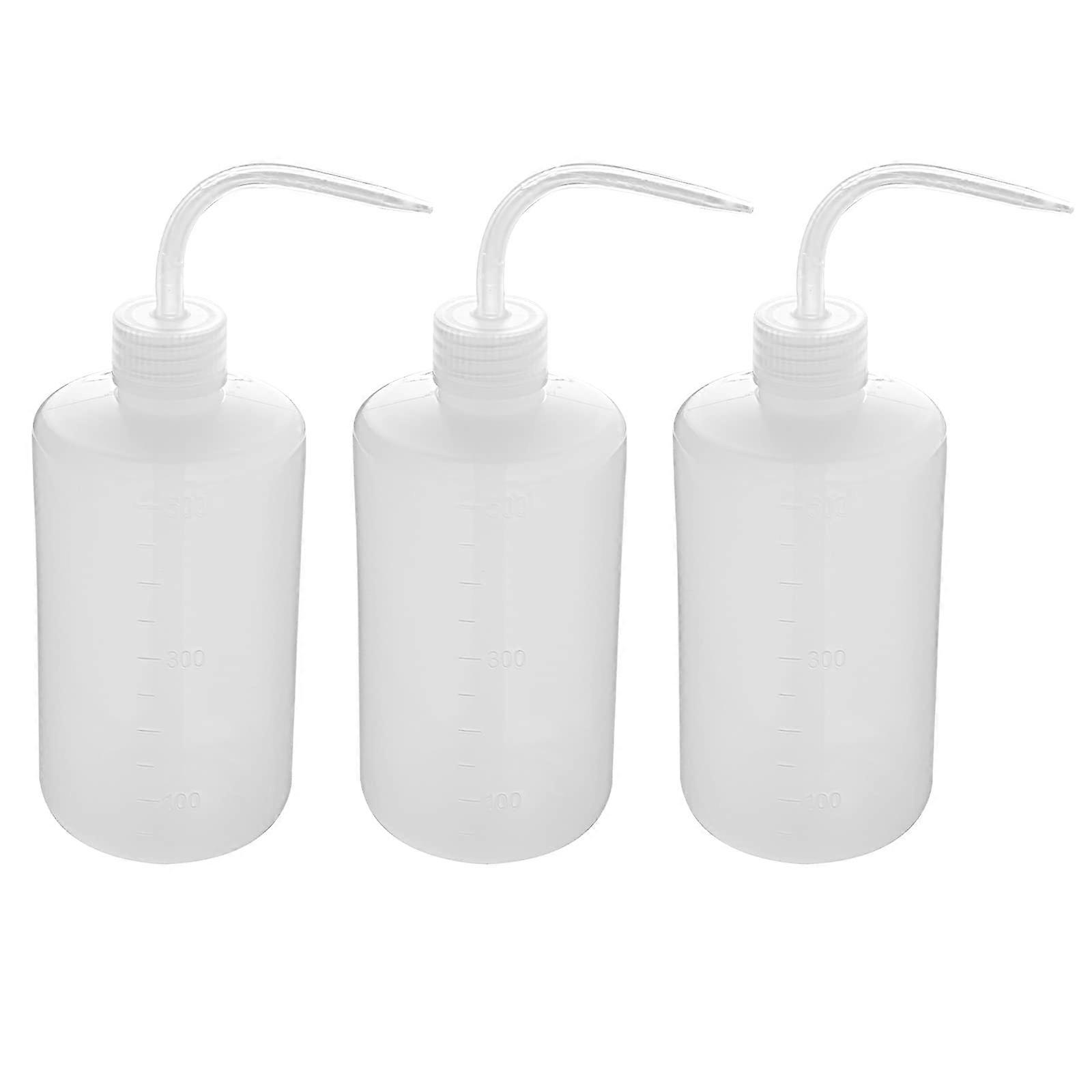 Plastic Squeeze Bottle 500ml for Eyelash Wash, Medical Cleaning, and Succulent Care - Pack of 3 with Scale Labels