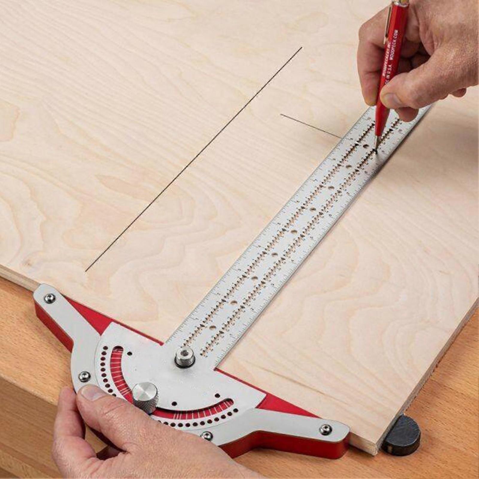 15Inches T-Type Woodworkers E-dge Rule Angle Protractor Angle Measurement Carpentry Tools Portable