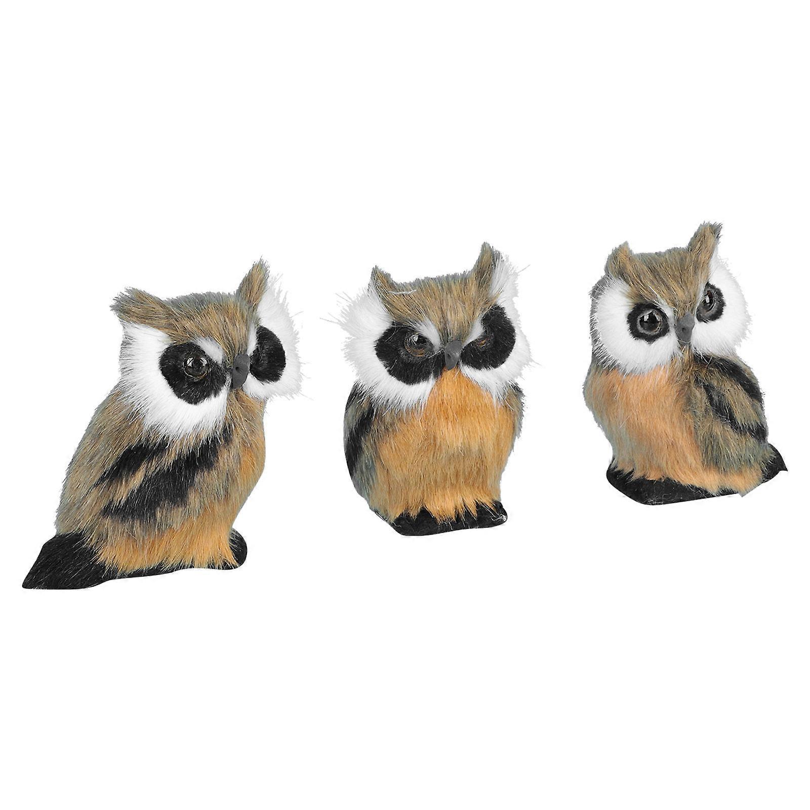 Bird Decorations Owl Small Ornament Home Users Office Users 3.9×2.8×2.0in Decoration 3Pcs