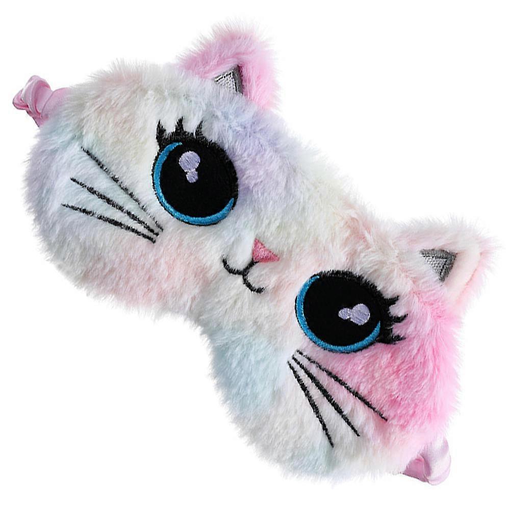 Soft Plush Cartoon Cat Eye Mask for Light Blocking Sleep, Nap, and Rest – Comfortable Cozy Eye Cover for Travel and Home Use