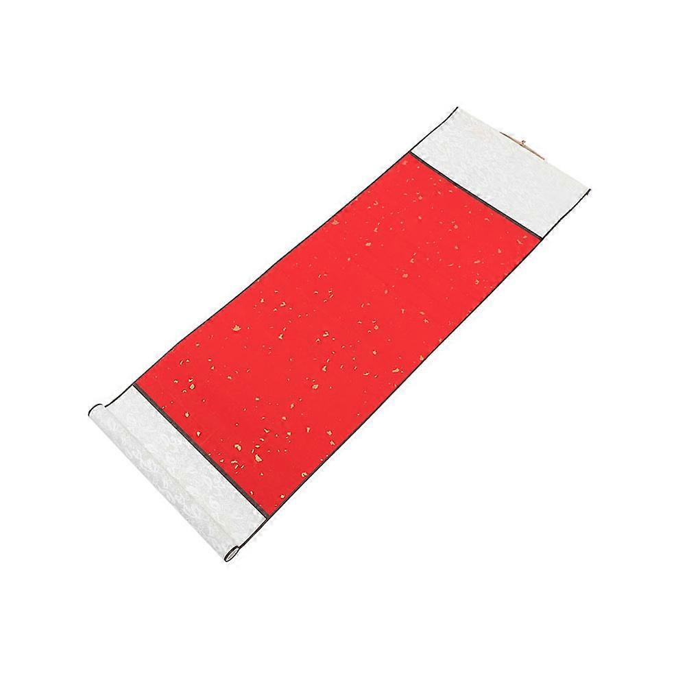 Chinese Calligraphy Scroll Blank Hanging Paper For Office Decoration Red Wooden Frame 1Pack
