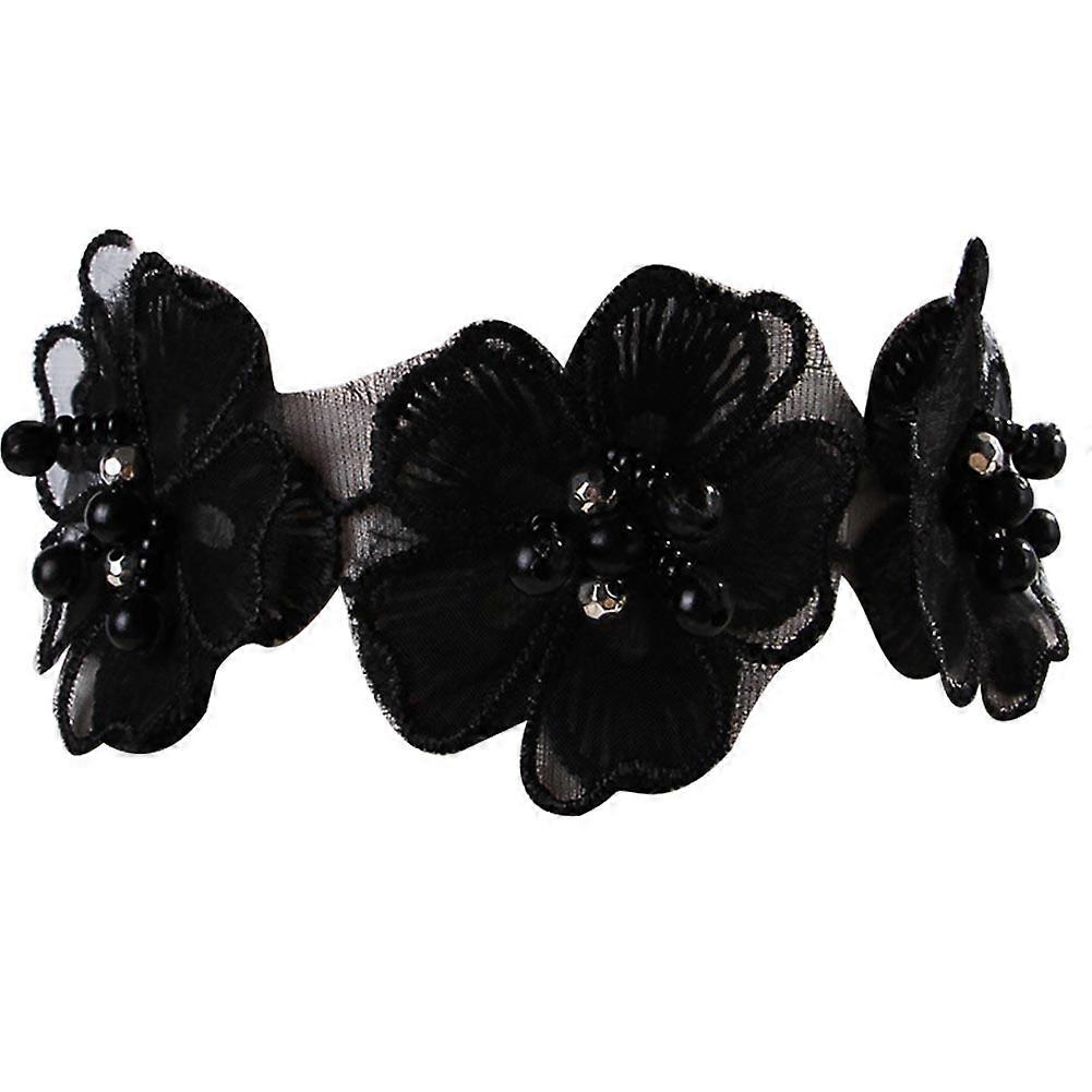 כלב חיות מחמד חתול תחרה פרח שרשרת גור צוואר חמוד קישוט עם אבזם לובסטר (שחור L)