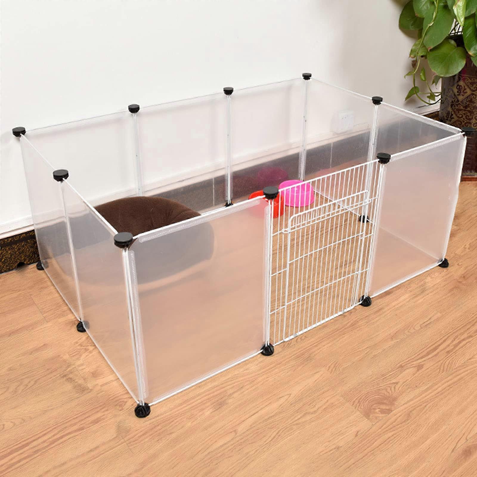 DIY kisállat járóka állítható méretű magasságú, összecsukható kutyáknak, macskáknak 8 panel (fehér)