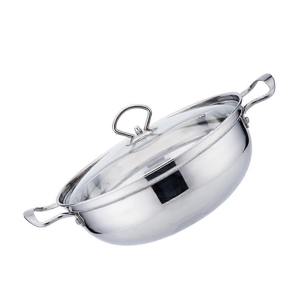 Multifunctional Cooking Stew Pot With Glass Lid Noodles Preparation In Households Silver 26X26X9.5CM 1Pack