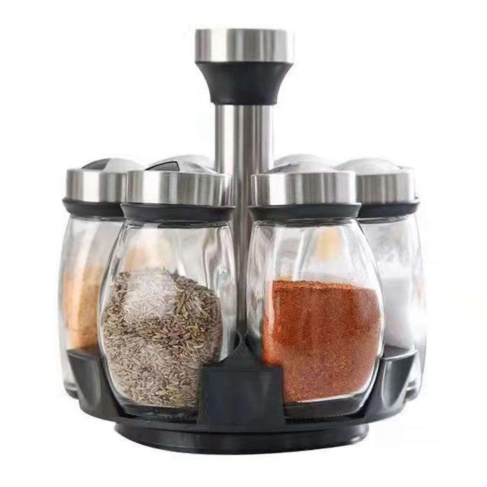 Porcelain Spice Jar Set, Simple Spice Container Set with 6 Spice Bottles and a Spice Holder