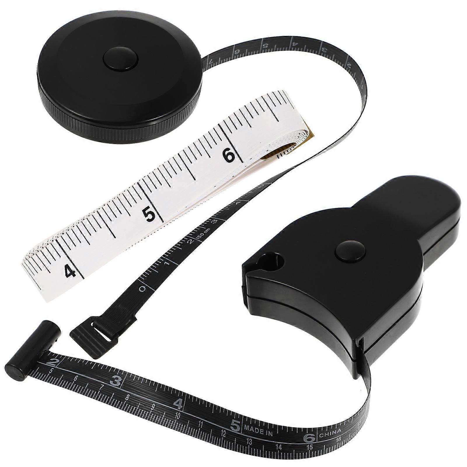 Tape Measure Body Measuring Tool for Tailors Sewing Black Plastic Retractable 3Pcs