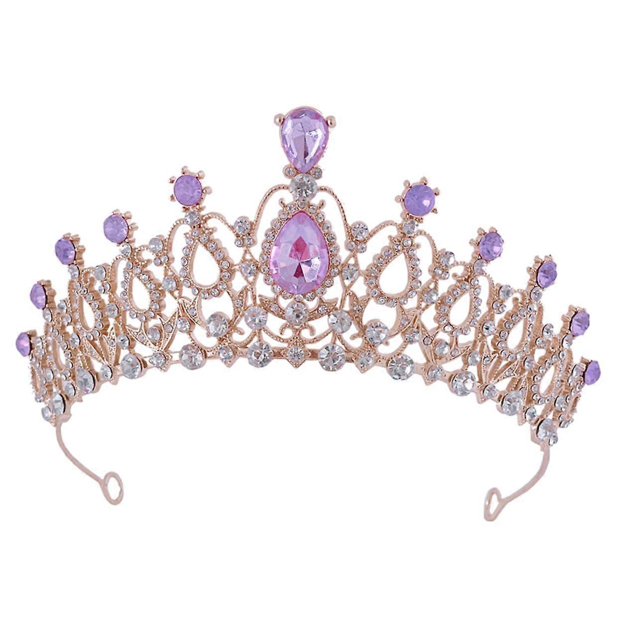 Krystal Hair Accessory with Crystal Tiara for Birthday Parties and Special Occasions, ColorCoordinated, Lightweight and Comfortable, Purple
