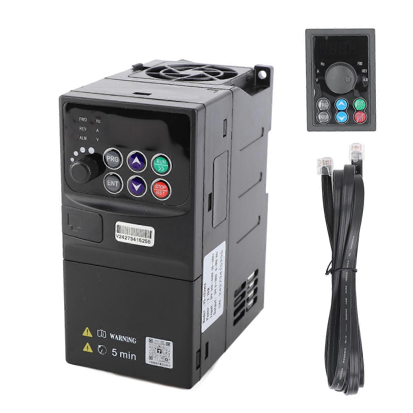 2.2KW Frequency Converter 3 Phase 320‑460V Input 0‑380V Output Vector Variable Frequency Drive Inverter with 1.5m Cable
