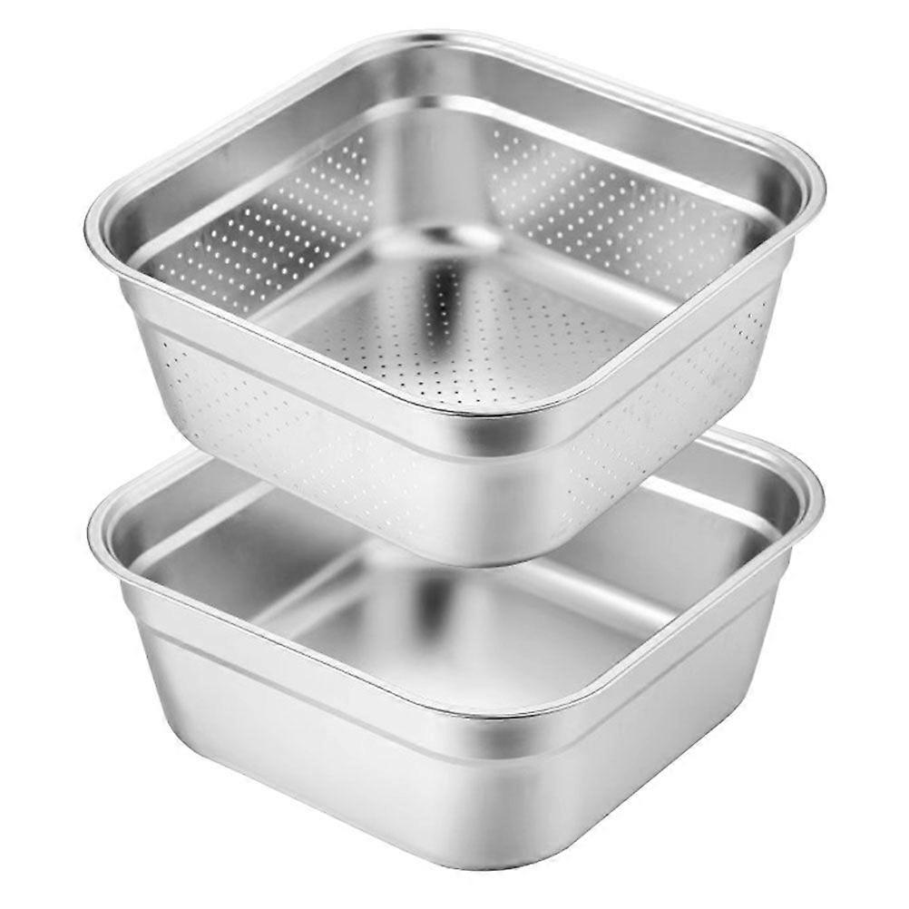 1 Set Sieb mit Becken Feinmaschiges Sieb Mischbecken Gemüse Obst Abtropfkorb 23cm