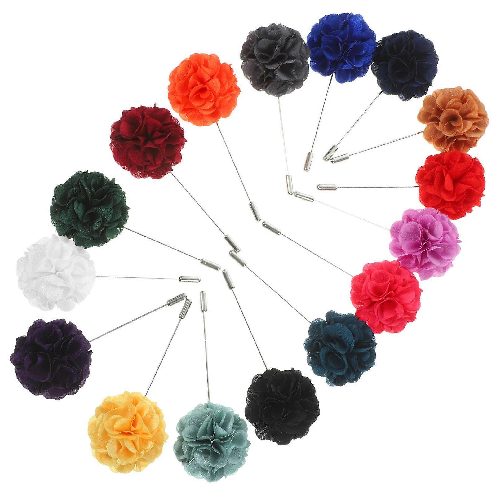 16pcs Elegant Flower Lapel Brooches for Men Durable Suit Pins for Banquets, Ceremonies & Photos