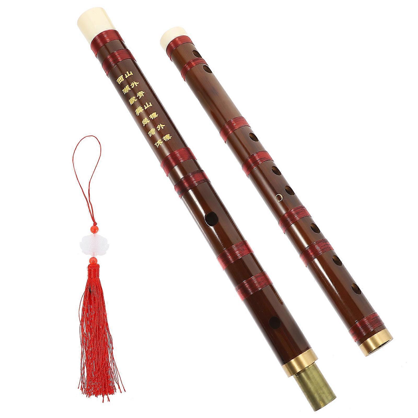 Dizi Flute Chinese Musical Instruments Closed Hole Flute Copper Plastic Bamboo Lightweight Comfortable Blowing 1Set