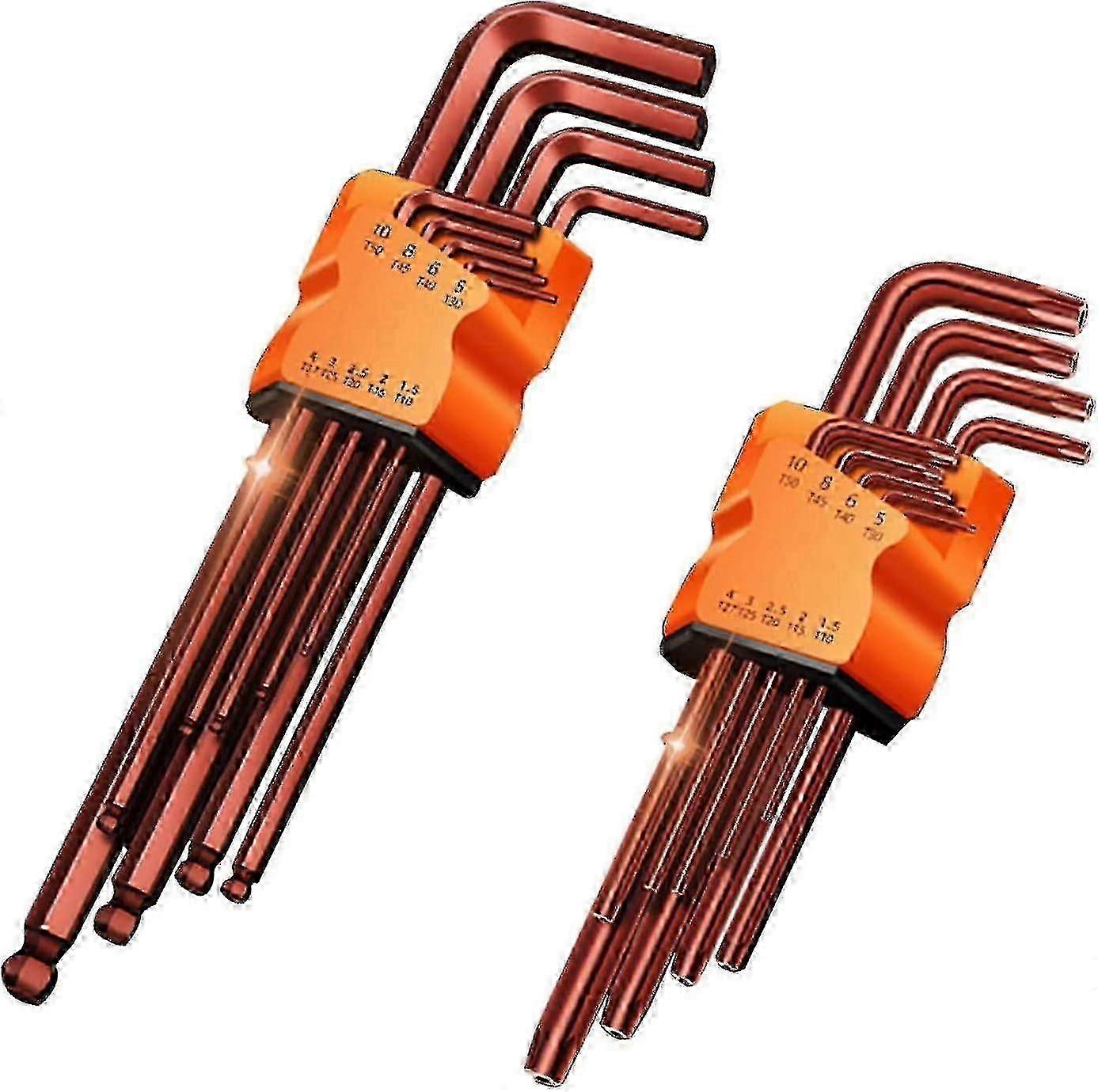 2024 18-Piece Allen Key Set - Torx T10-T50 & Spherical Head 1.5-10mm, HRC65 Hardness
