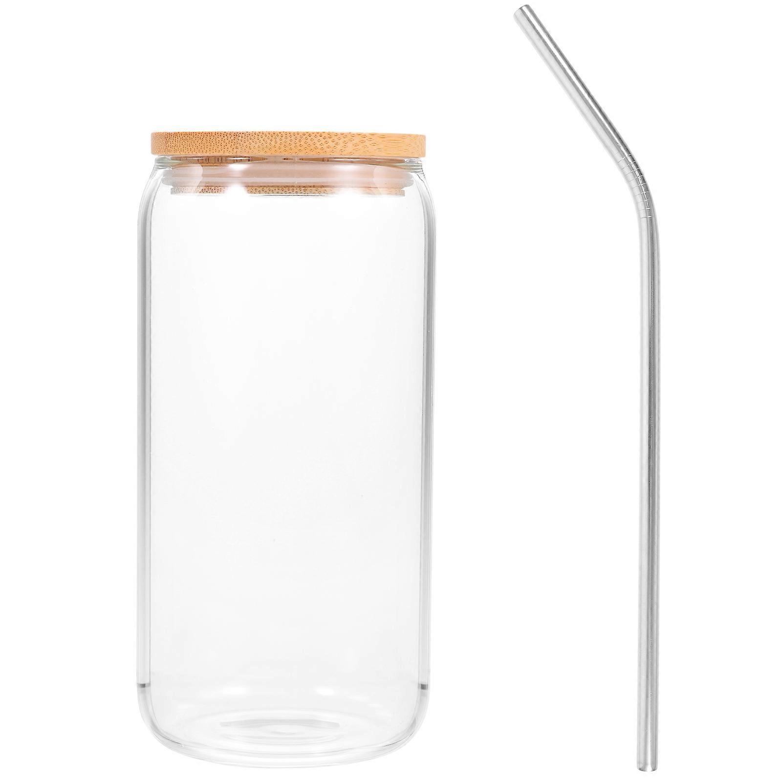 Beverage Container Water Cup With Lid Straw Simple Design For Family 500ml 1Set