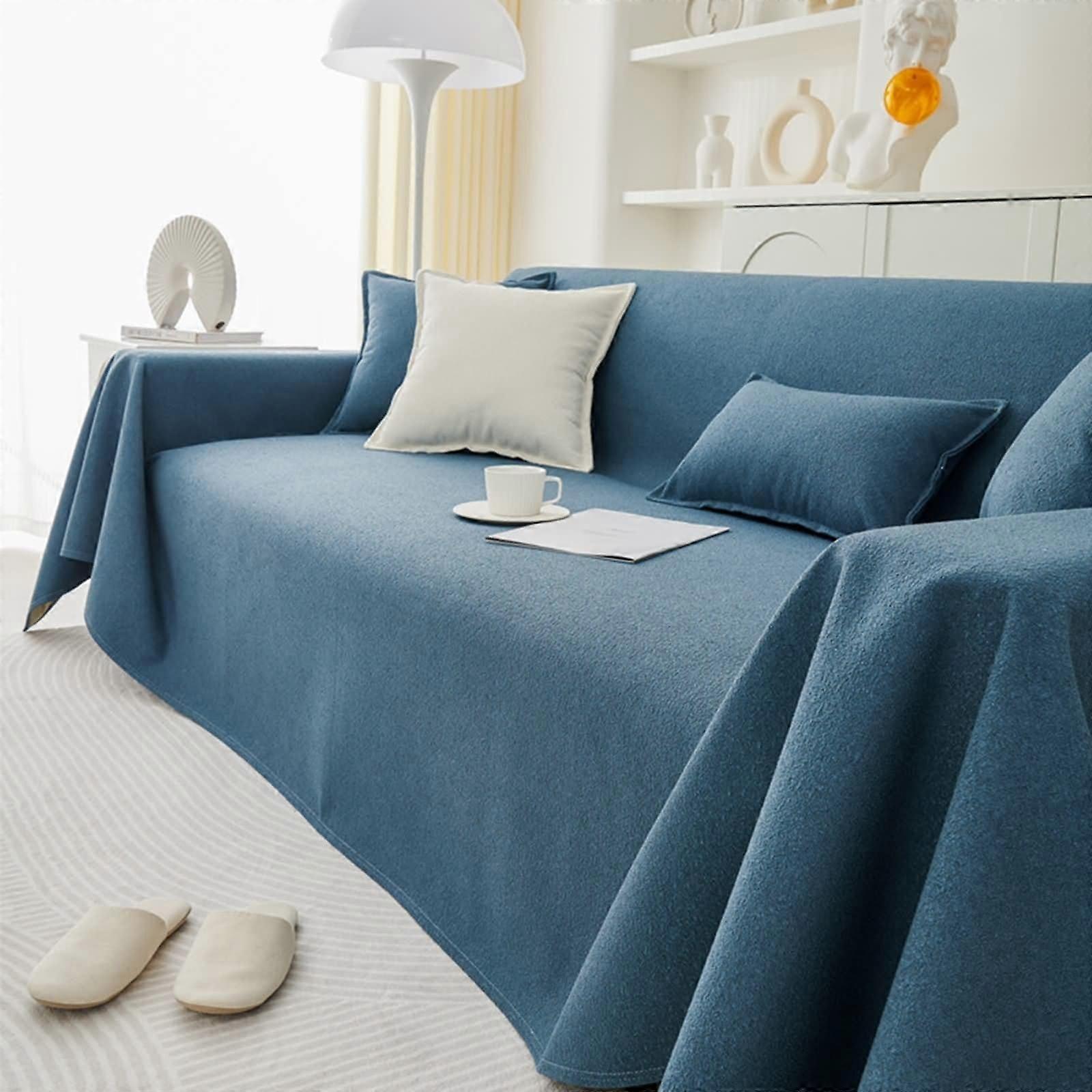 Soft Blanket Cozy Blue, Polyester Sofa Cover Solid Color Sofa Cover 1 Seater (190X150Cm)'
