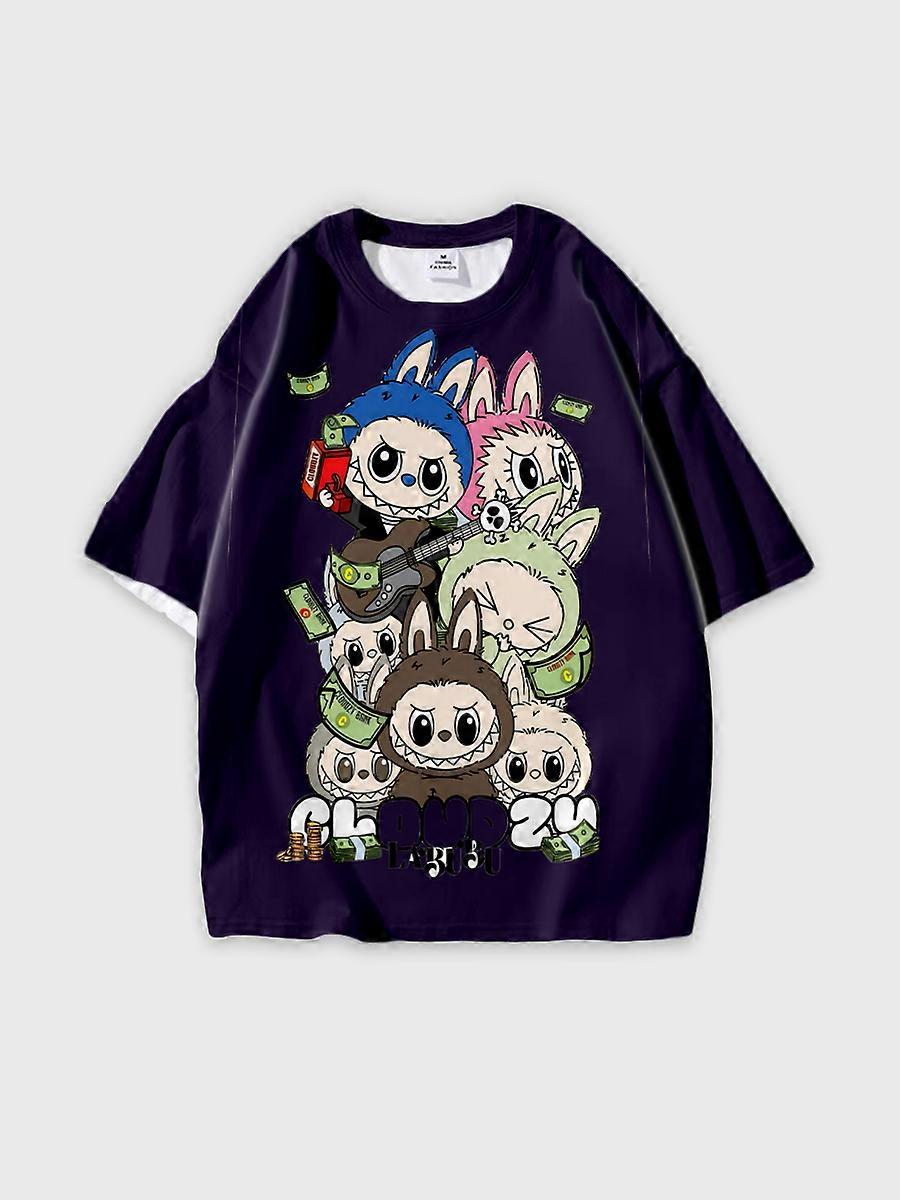 T-shirt round neck Pattern loose short sleeve P1752