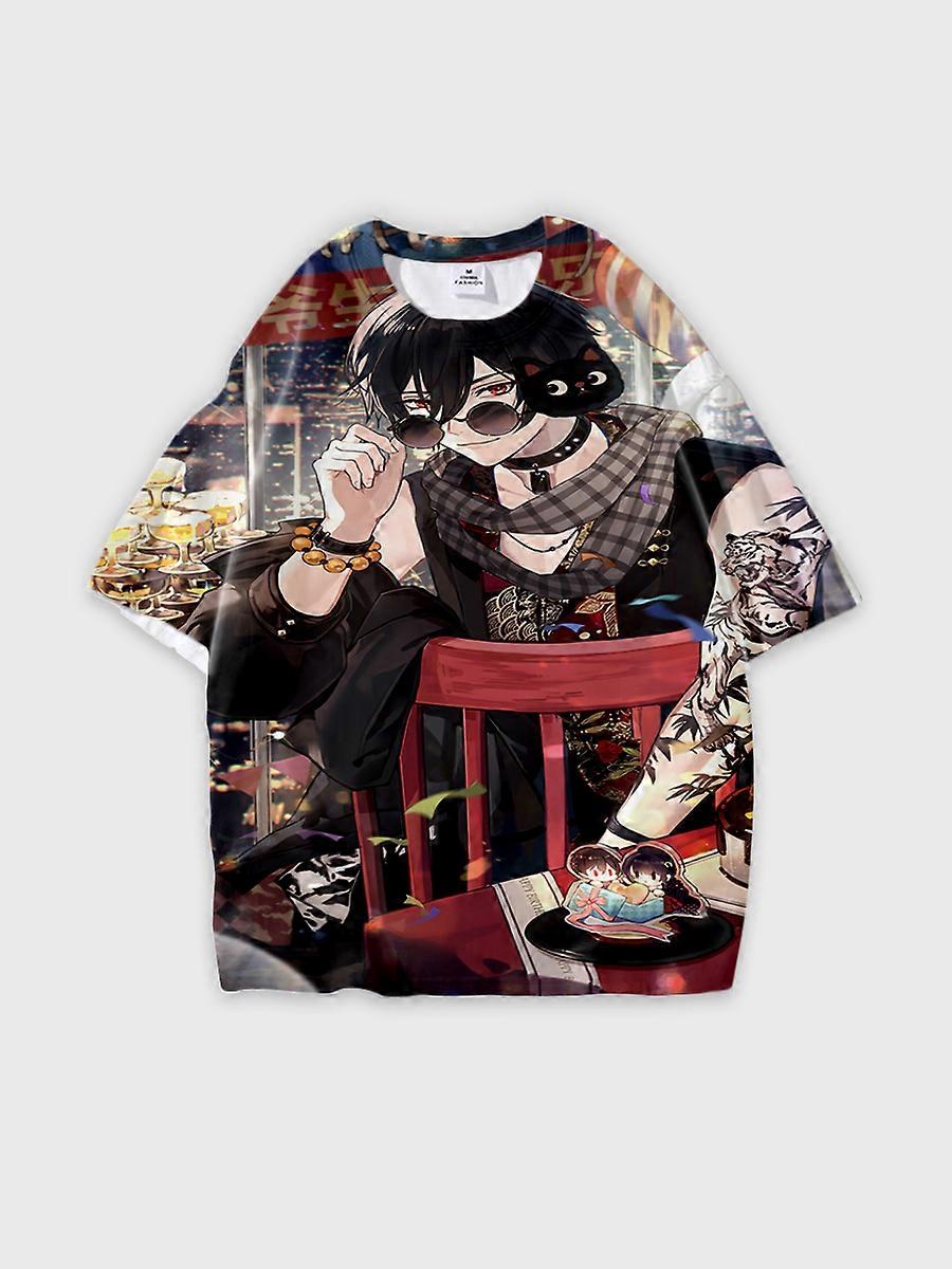 T-shirt round neck Role Pattern loose short sleeve E1100