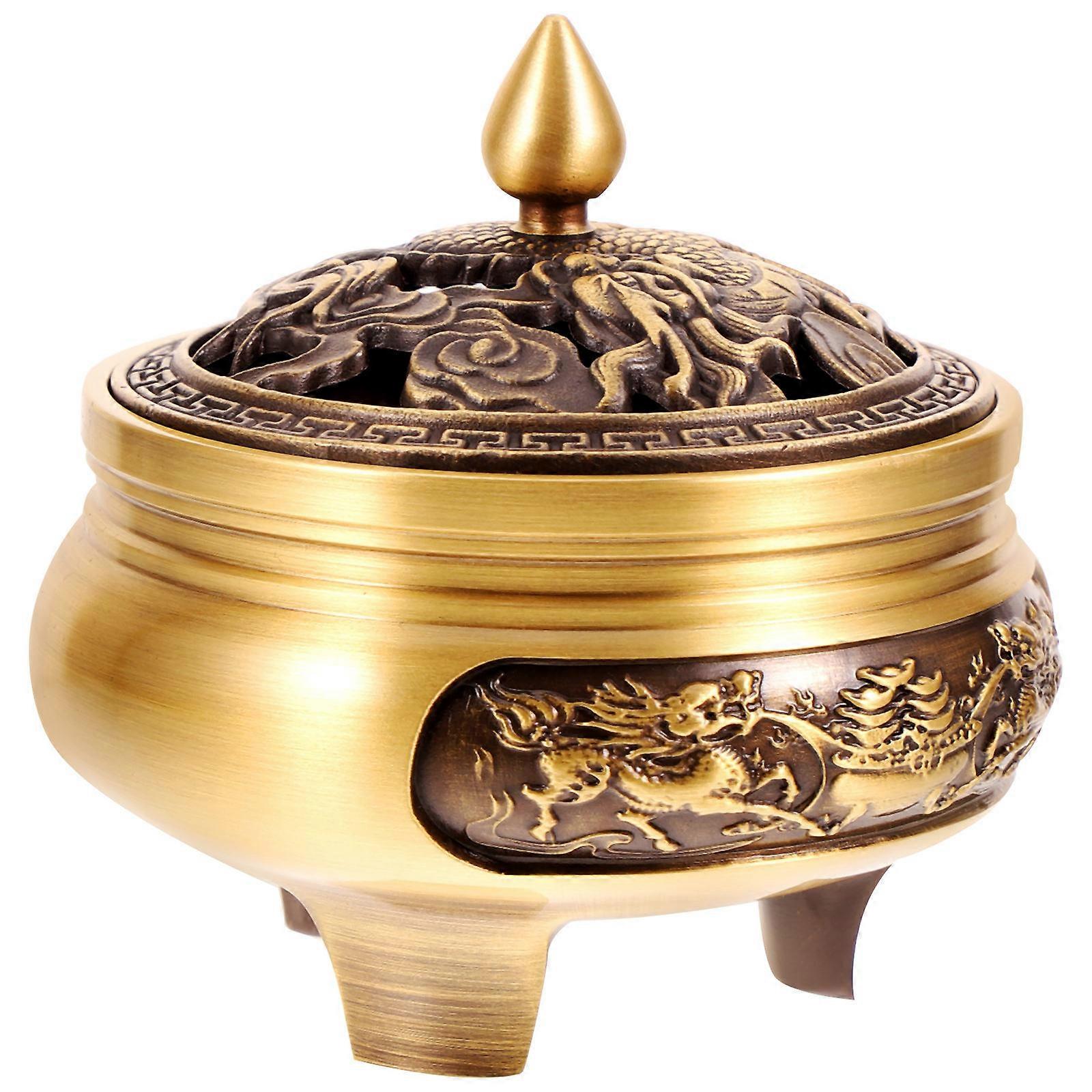 Brass Golden Incense Burner Bowl for Daily Use Crafts and Ornaments in Living Room Office 1 Piece