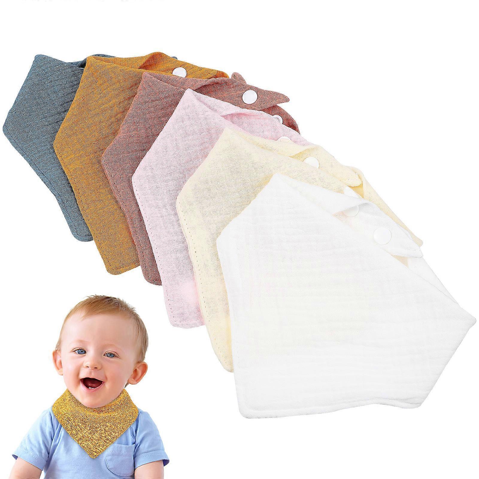 Cotton Baby Bibs for Wearing with Snap Buttons Assorted Color Keeps Clean and Dry 6 Pcs