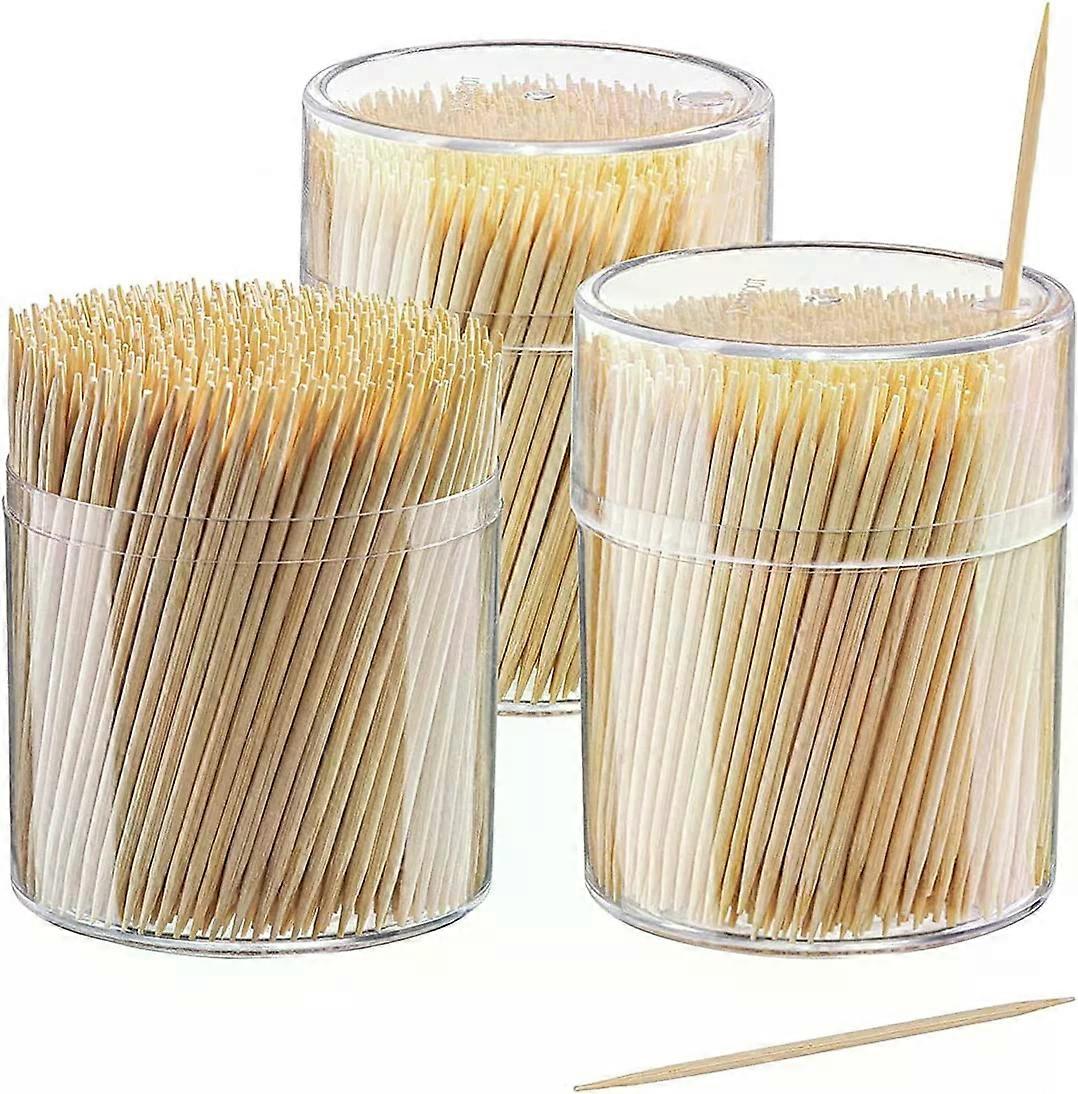 Bamboo Toothpicks, 1500 Count Wood Round Double-Pointed Toothpicks
