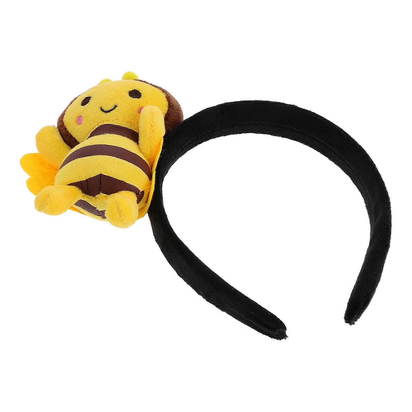 Cute Plush Bee Headband for Kids Adjustable Comfortable Plastic Cloth Multicolor