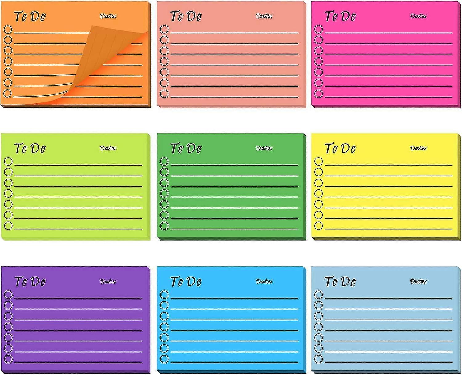 450 Notes Stickers Daily Checklist Planner Lined Index Cards Colored Notes Sticky Notes Planner Lined Colored Notes (6 Colors)