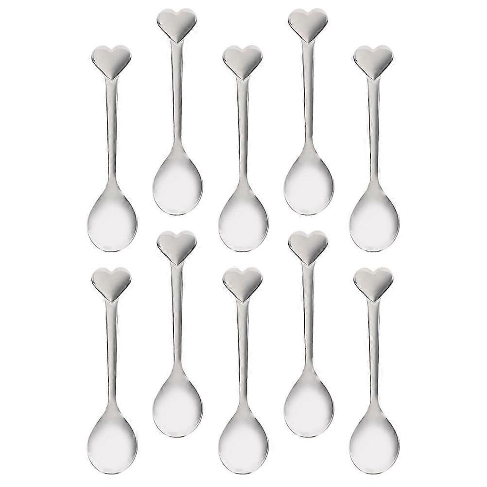 10Pcs Silver Stainless Steel Mixing Spoons for Kitchen Use Comfortable Handle Design
